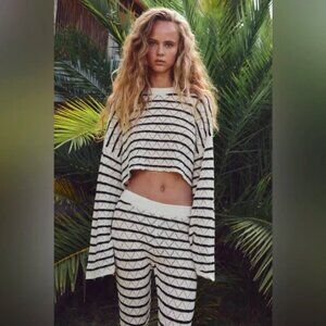 Zara Striped Crochet Top S